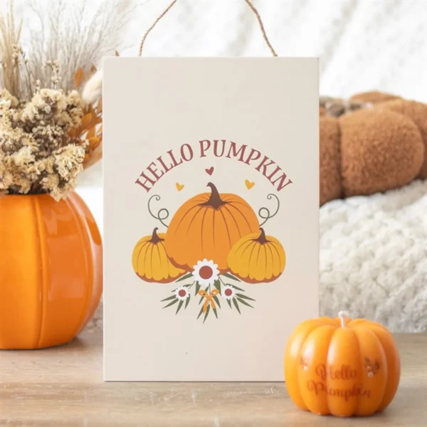 Autumn Days Hello Pumpkin Hanging Sign 1 Autumn Days Hello Pumpkin Hanging Sign