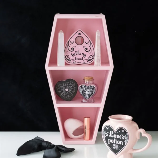 Make your bedroom cooler! Pink Coffin shelf displayed with our pink range products. Accessories not included.
