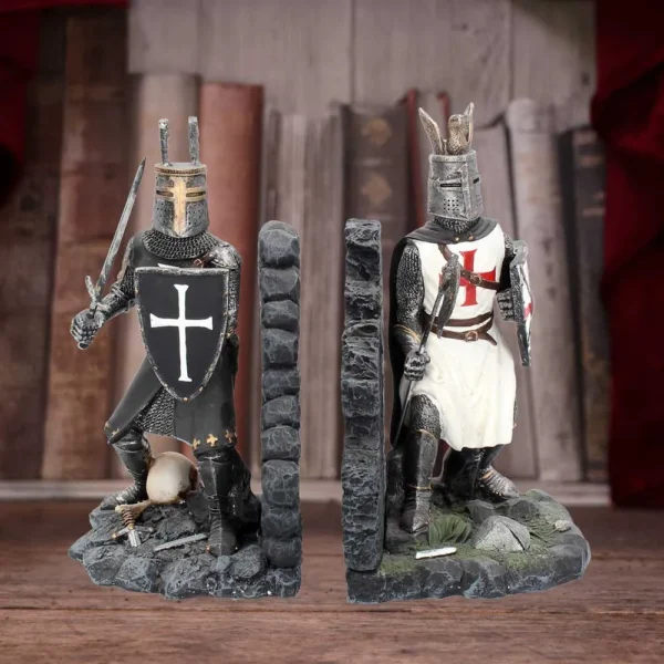 Medieval Knight Bookend Figurines Resin Black And White Armorhidden Hatch Medieval Knight Bookend Figurines Resin Black And White Armorhidden Hatch