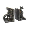 Steampunk Dragon Bookends Metal Bronze Accents - Riveted Base Steampunk dragon bookends with metallic gears and bronze accents on a riveted base The-Hidden-Hatch
