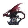 Black And Red Dragon Figurine Statue - Crystal Geode Base A black and red dragon figurine perched on a rocky base with a shimmering crystal geode.