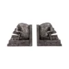 Celtic Skull Bookends Metal Antique Finish - Engraved Gothic Decor Celtic skull bookends with intricate engravings on stacked book bases, gothic home decor The-Hidden-Hatch