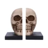 Split human skull bookend pair on dark bases, realistic bone detail and gothic design The-Hidden-Hatch