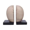 Cream Ceramic Half-Sphere Bookends - Black Base Sculptural Design Two cream half-sphere sculptures on black bases resembling modern decorative bookends The-Hidden-Hatch