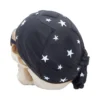 Realistic Resin Skull Decor Black Bandana With White Stars A realistic skull wearing a black bandana with white stars tied at the back.
