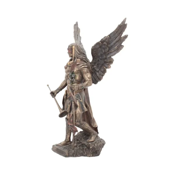 Archangel Gabriel Bronze Statue - Trumpet And Lilies Design Bronze Archangel Gabriel statue holding trumpet and lilies with large detailed wings.