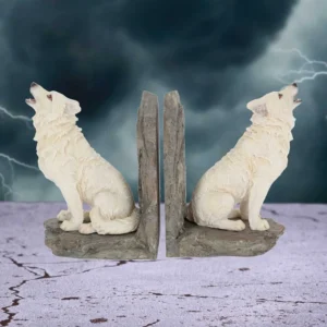 White Wolf Sculpture Bookends Resin White Howling On Rocky Baseshidden Hatch Collector shelf White Wolf Sculpture Bookends Resin White Howling On Rocky Baseshidden Hatch