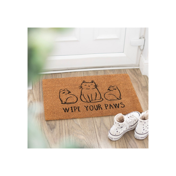 Natural Wipe Your Paws Cat Doormat 1 Natural Wipe Your Paws Cat Doormat