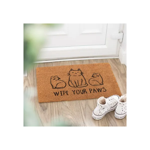 Natural Wipe Your Paws Cat Doormat 1 Natural Wipe Your Paws Cat Doormat