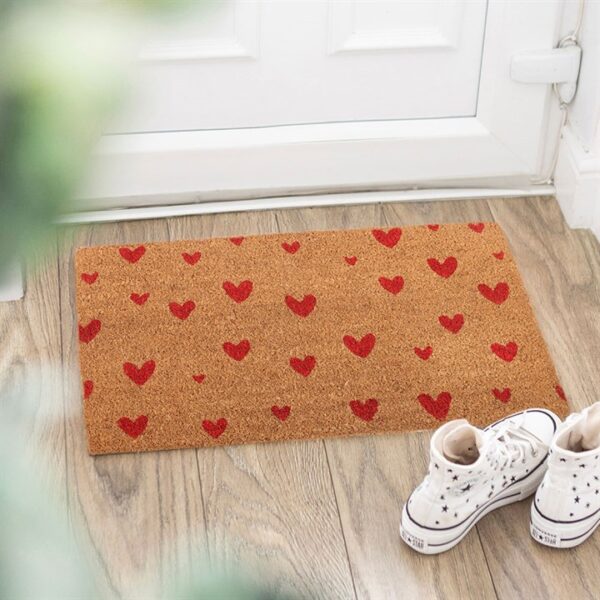 Natural Red Love Heart Doormat 1 Natural Red Love Heart Doormat