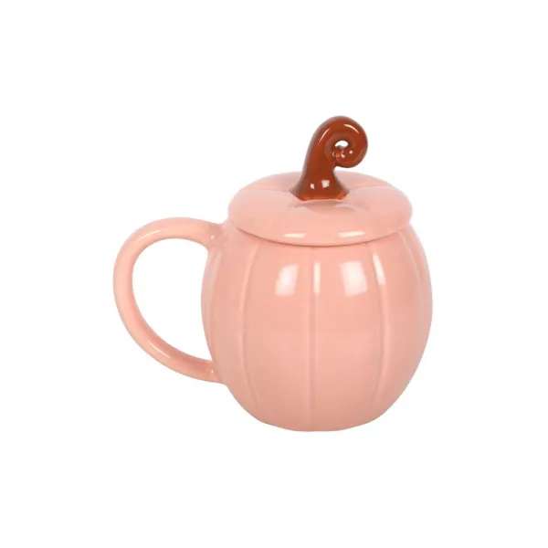 Pink Curly Pumpkin Lidded Mug