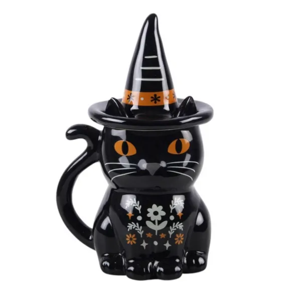 Frightful Folk Black Cat Lidded Mug