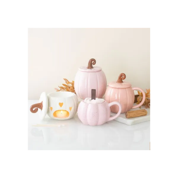Pink Curly Pumpkin Lidded Mug