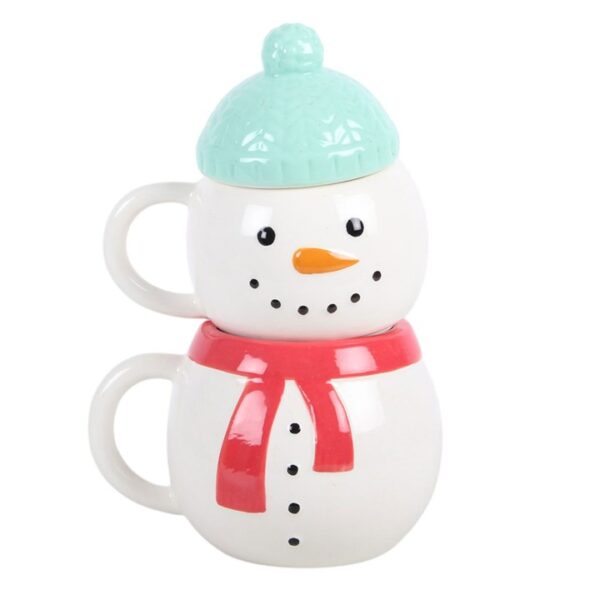 Set of 2 Winter Snowman Stacking Mugs 1 Set of 2 Winter Snowman Stacking Mugs