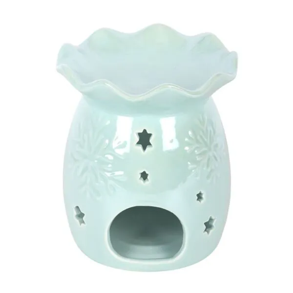 Iridescent Blue Snowflake Oil Burner and Wax Warmer