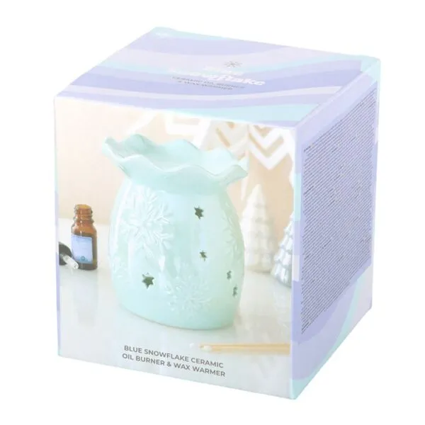 Iridescent Blue Snowflake Oil Burner and Wax Warmer