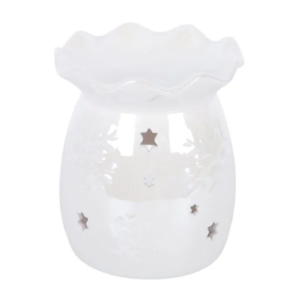 Iridescent White Snowflake Oil Burner and Wax Warmer
