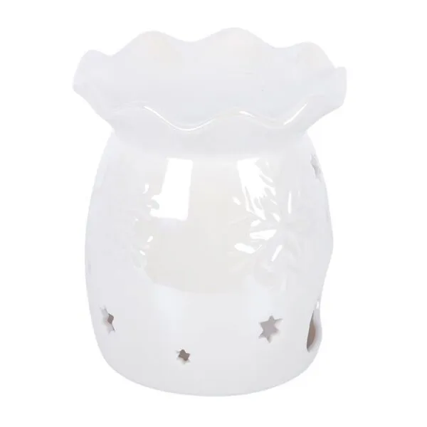 Iridescent White Snowflake Oil Burner and Wax Warmer