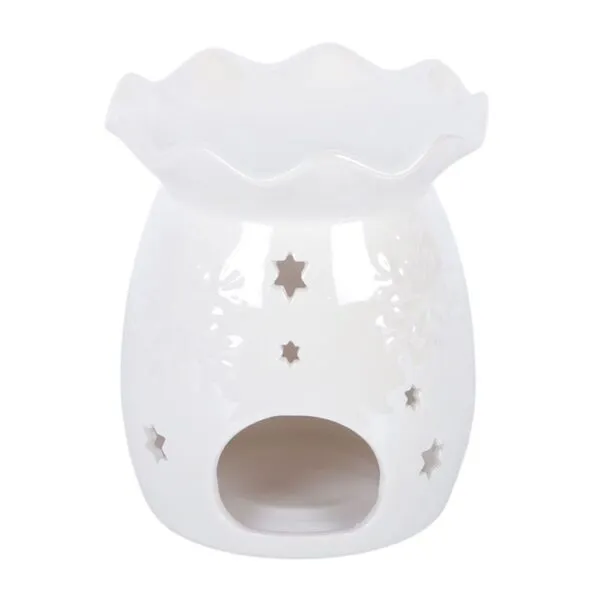 Iridescent White Snowflake Oil Burner and Wax Warmer