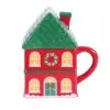 Red Christmas House Lidded Mug