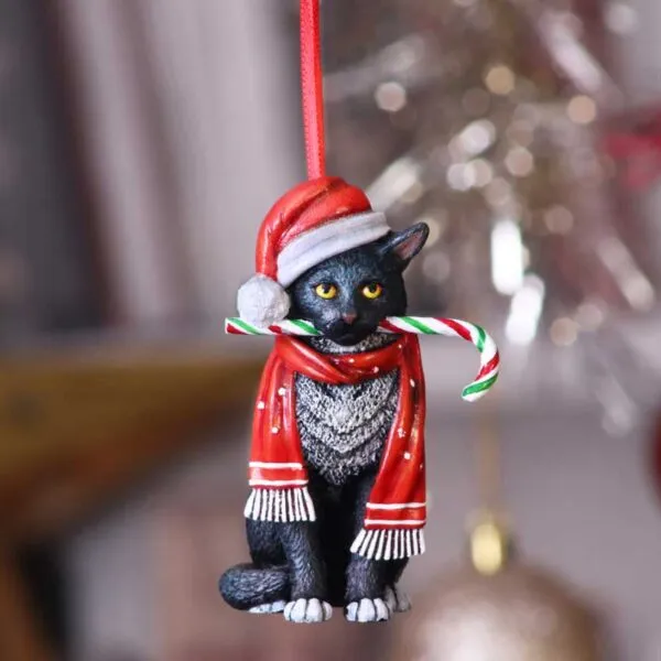 b5782u1-7.webp Candy Cane Cat Hanging Ornament (LP) 9cm