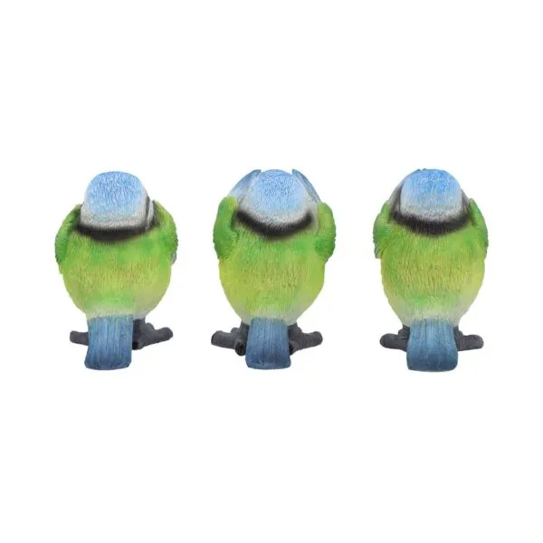 Three Wise Blue Tits 8cm