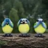 Three Wise Blue Tits 8cm
