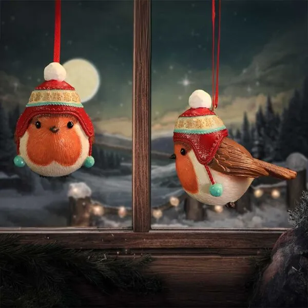 Robin Winter Bobble Hanging Ornament