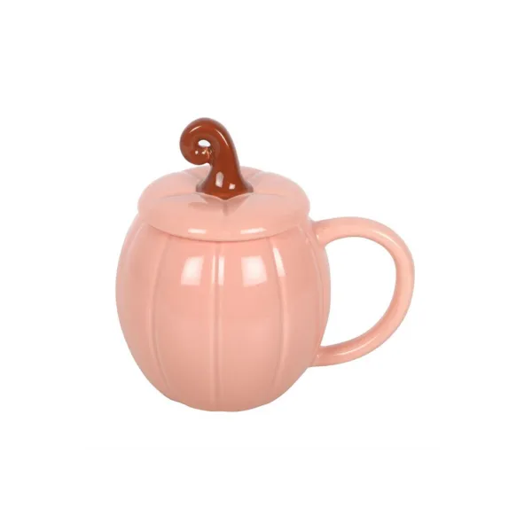 Pink Curly Pumpkin Lidded Mug