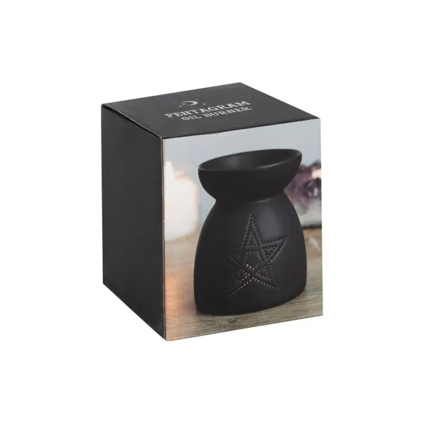 Black Pentagram Cut Out Oil Burner