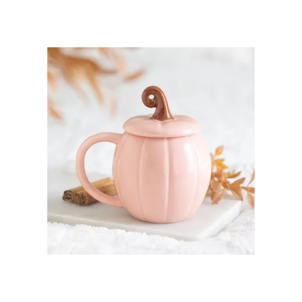 Pink Curly Pumpkin Lidded Mug