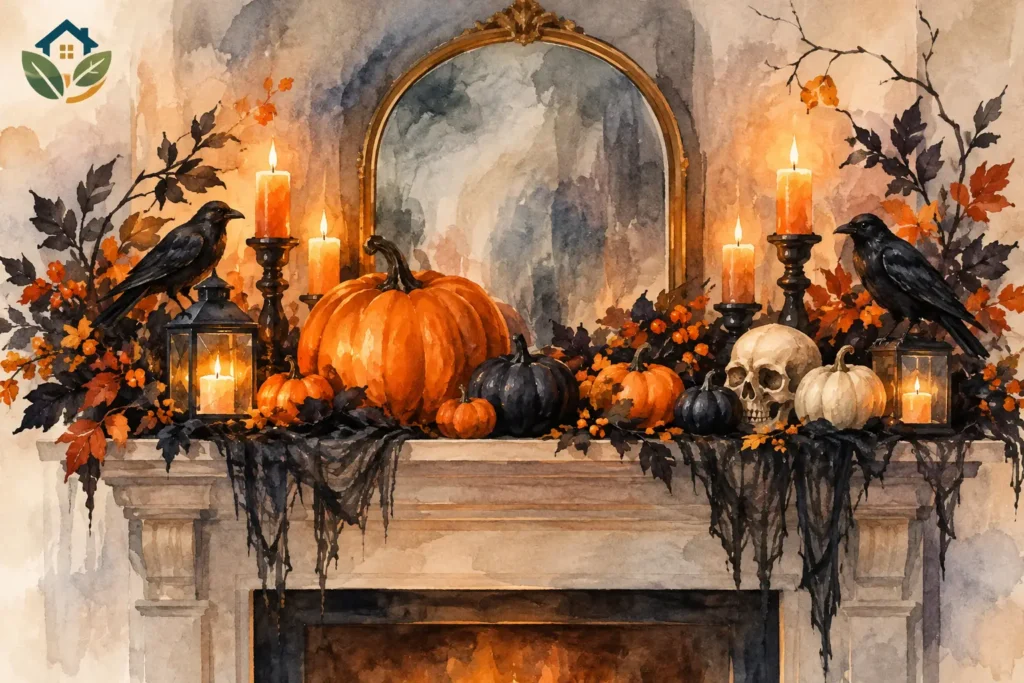 Halloween Mantel Display Ideas With Dark Charm