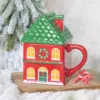 Red Christmas House Lidded Mug