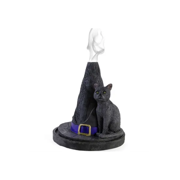 Witch Hat With Cat Incense Cone Holder