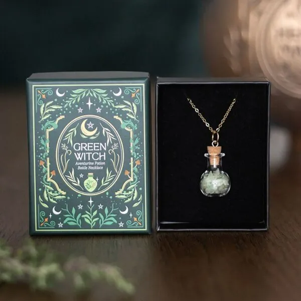 Green Witch Aventurine Potion Bottle Necklace